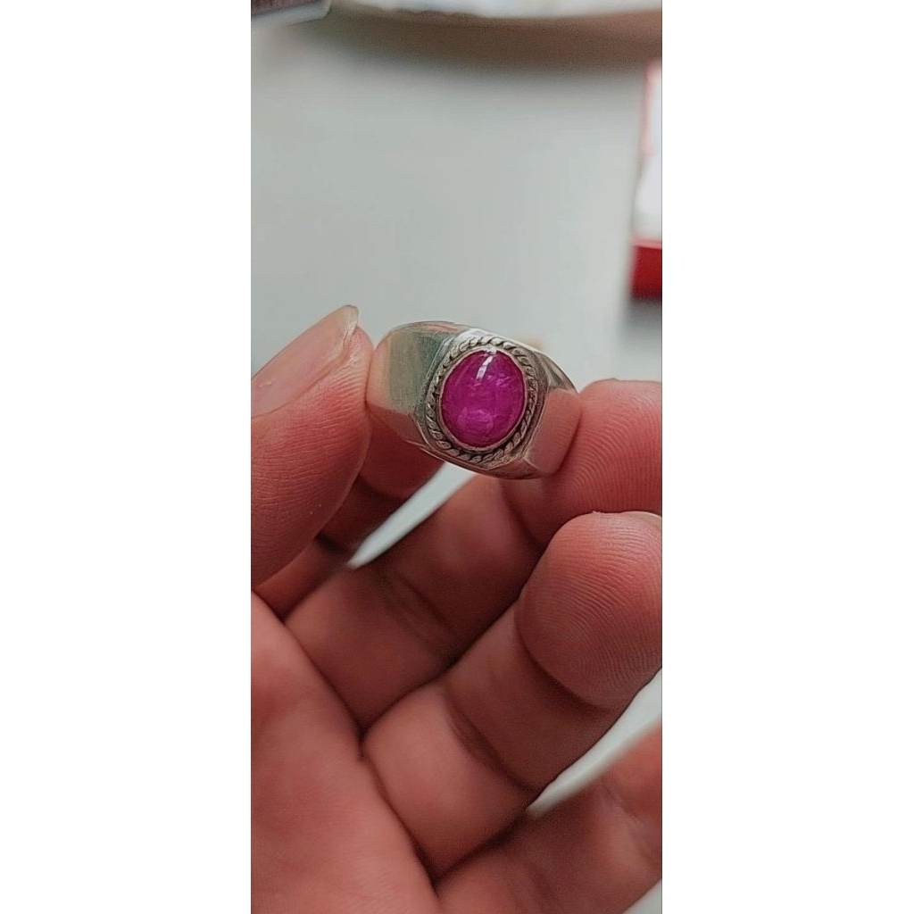 Batu Permata Ruby ring Perak 925 HM asli Kotagede Yogyakarta