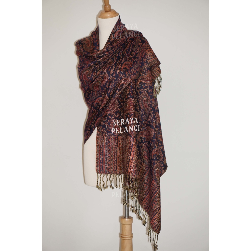 Pashmina Motif Keong 03 Selendang Scarf Syal Shawl Pasmina Halus Souvenir Hadiah Ulang Tahun Birthda