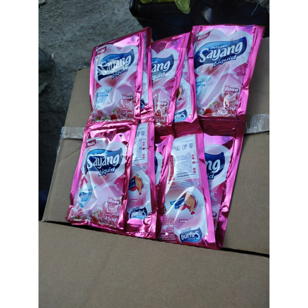 Detergent Sabun Sayang Liquid Rose 45ml ( 1 Dus 10 renceng/120pcs )