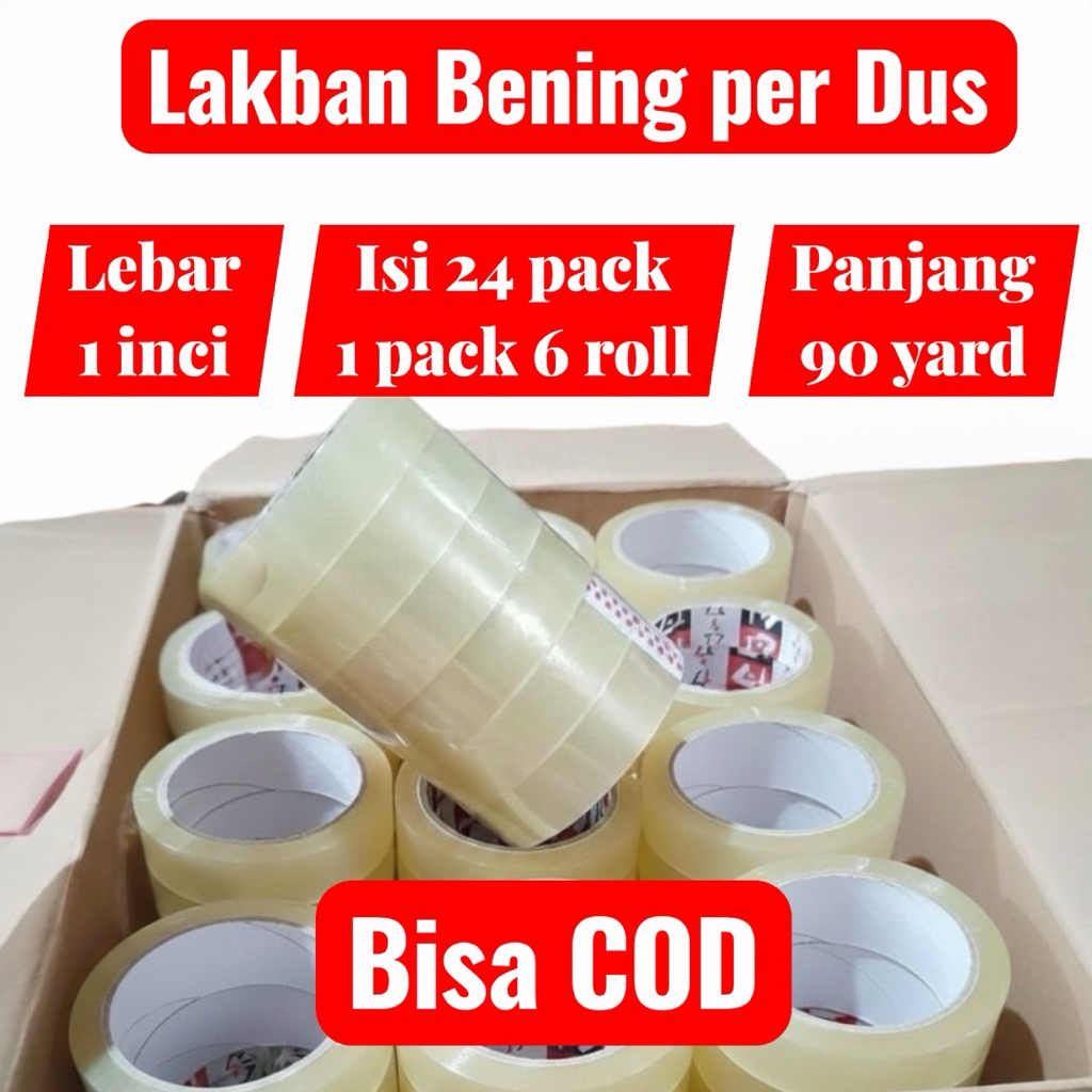 Lakban Bening 1 Inch Per dus | Tape Bening 1 inch | Lem Perekat