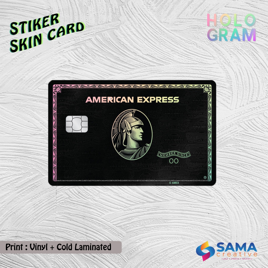 AMEX Black - Sticker Skin Card HOLOGRAM - Vinyl ATM Debit ,Credit, Emoney, Flazz, Kartu Akses Stiker
