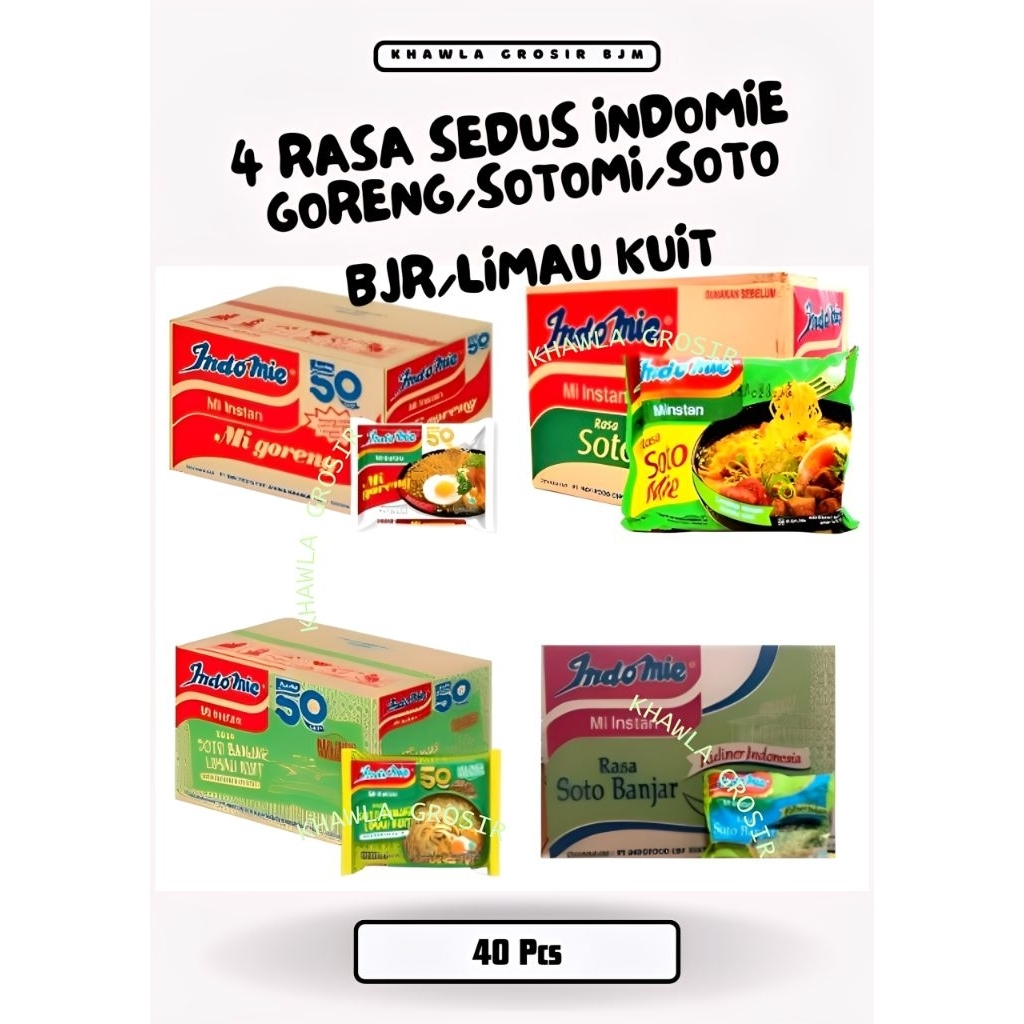 UKURAN KHUSUS INDOMIE 1 DUS MIE INSTAN (40 PCS) GORENG KUAH SOTO BANJAR  LIMAU KUIT  SOTO REQUEST