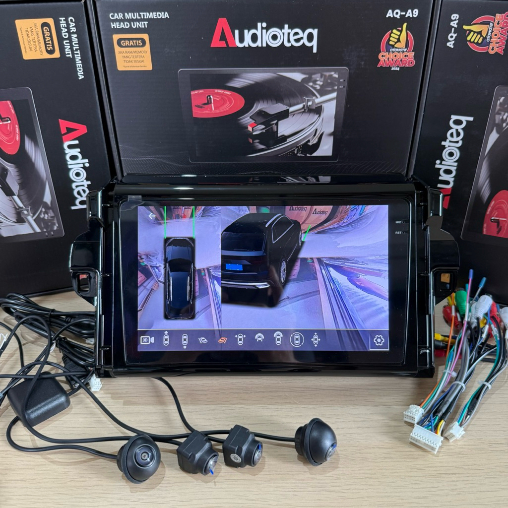 PAKET ANDROID FORTUNER + KAMERA 360 ANDROID 9 INCH AUDIOTEQ 3/32 GB ANDROID AUTO CARPLAY TOYOTA FORT