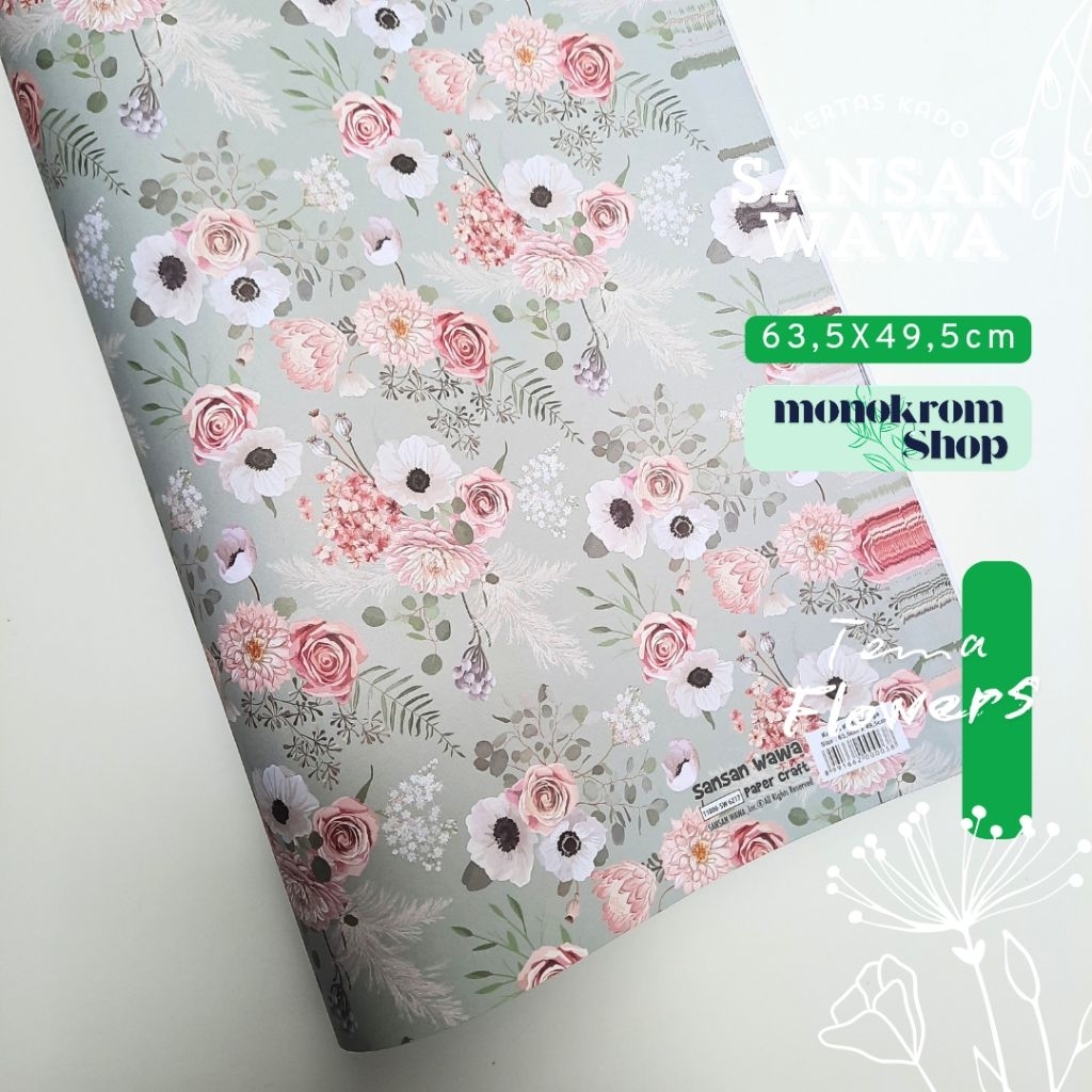 Kertas Kado Sansan Wawa Bunga Flowes Motif Buket Bunga Vintage - Wrapping Paper
