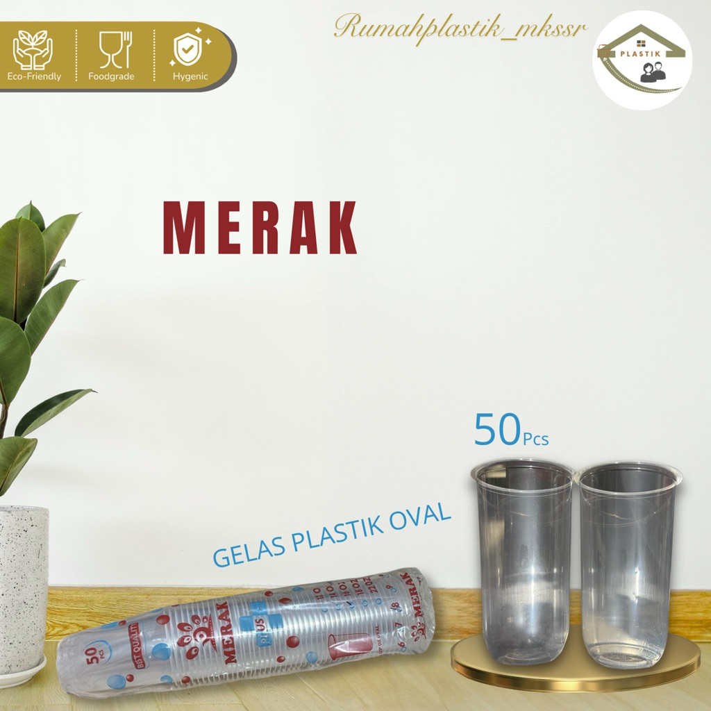 GELAS PLASTIK OVAL MERAK, 14oz 16oz 18oz 22ozSlim