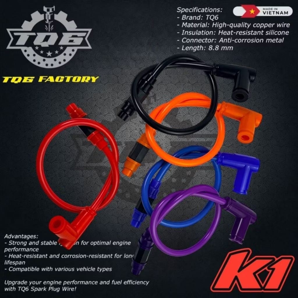 COD COP KABEL KOIL BUSI RACING TQ6  TWIN CORE  / KABEL BUSI WARNA Kabel busi motor Universal OriGina