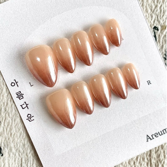 Press On Nails Nude Glaze Donut Kuku Palsu Nude Glaze Donut