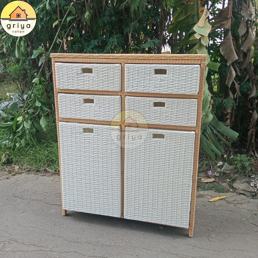 Lemari Rotan Sintetis Laci Serbaguna Murah Loundry Box Laci