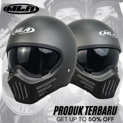 Helm MLA Cakil Retro Full Face SNI Murah Helm Peria/wanita