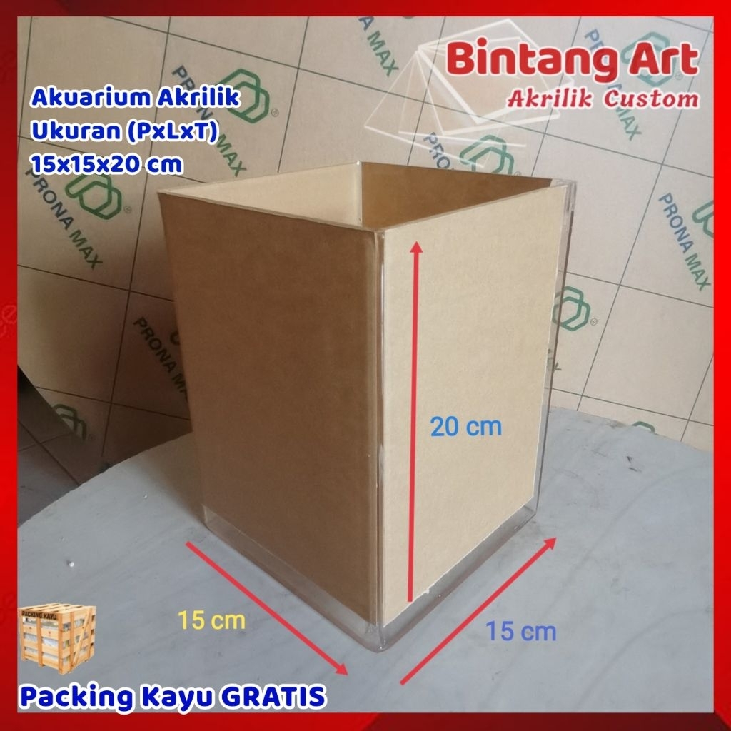Soliter akrilik Soliter cupang mini ikan hias cupang guppy 15x15x20cm/ akuarium akrilik mini / 15x15
