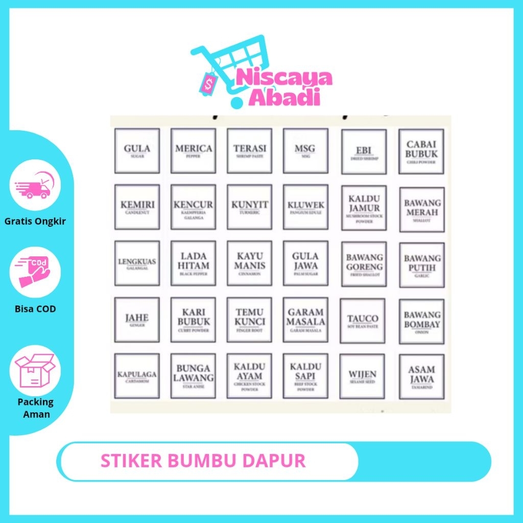 25 PCS STIKER BUMBU DAPUR LENGKAP