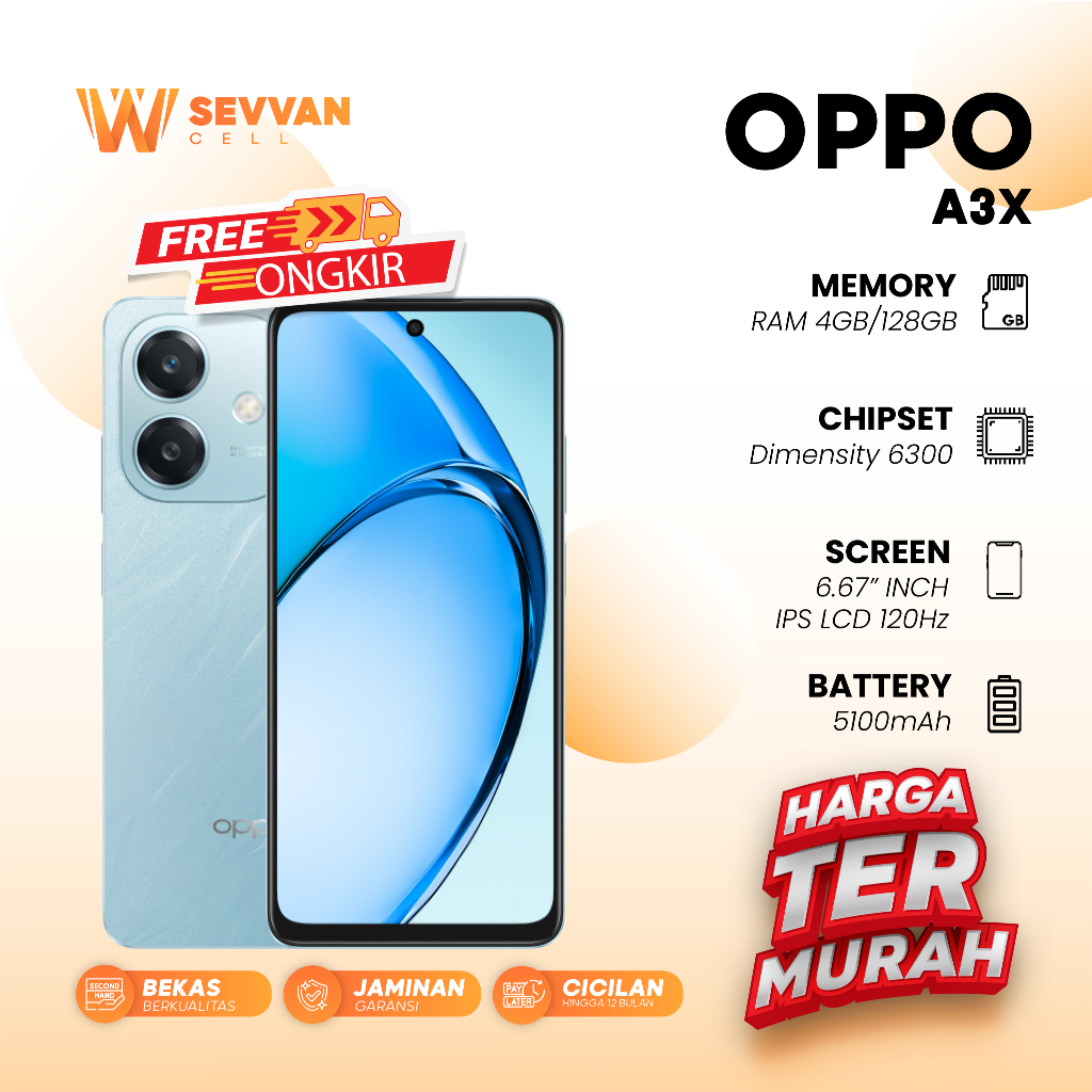 Handphone Oppo A3x Ram 4 128GB