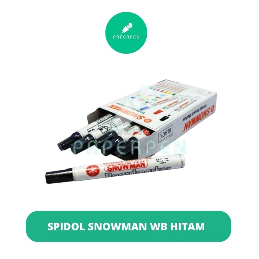 SNOWMAN Spidol Whiteboard 1 Lusin BG12 Spidol Snowman Boardmarker Hitam Biru Merah