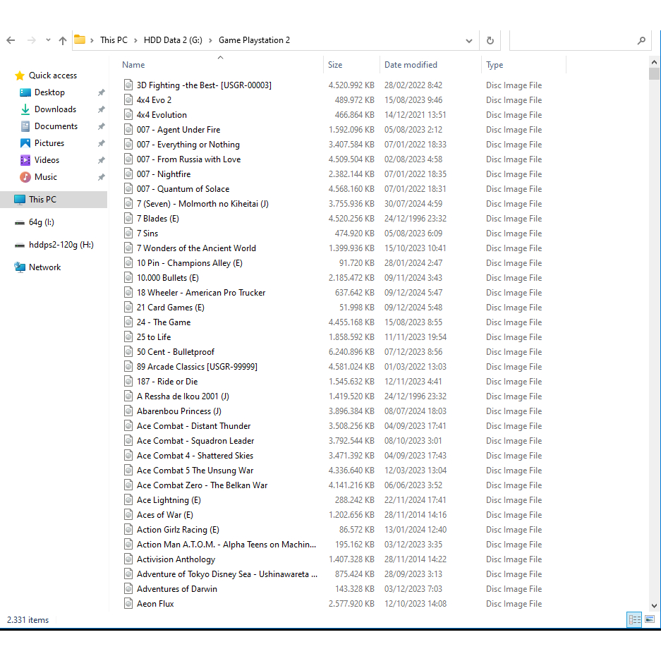 gem ISO PS2 hardisk eksternal 500gb
