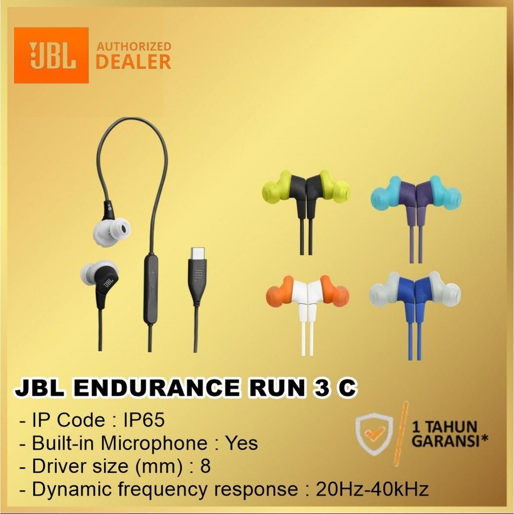 JBL Endurance Run 3 USB-C Wired Sport Headphones Earphone Dustproof Water-resistant