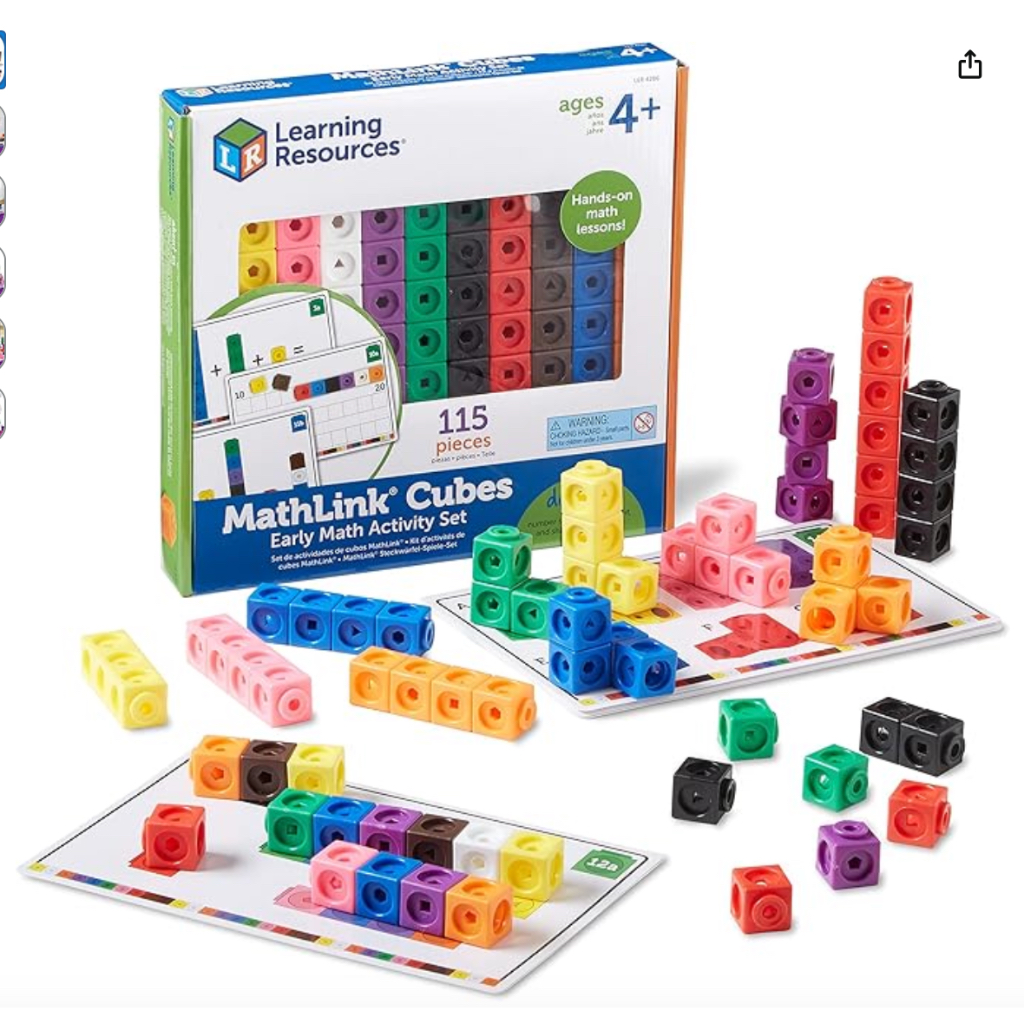 LEARNING RESOURCES EARLY MATH, MATHLINK CUBE ACTIVITY SET, MATH BLOCKS, 115 PCS (PRELOVED - VERY GOO