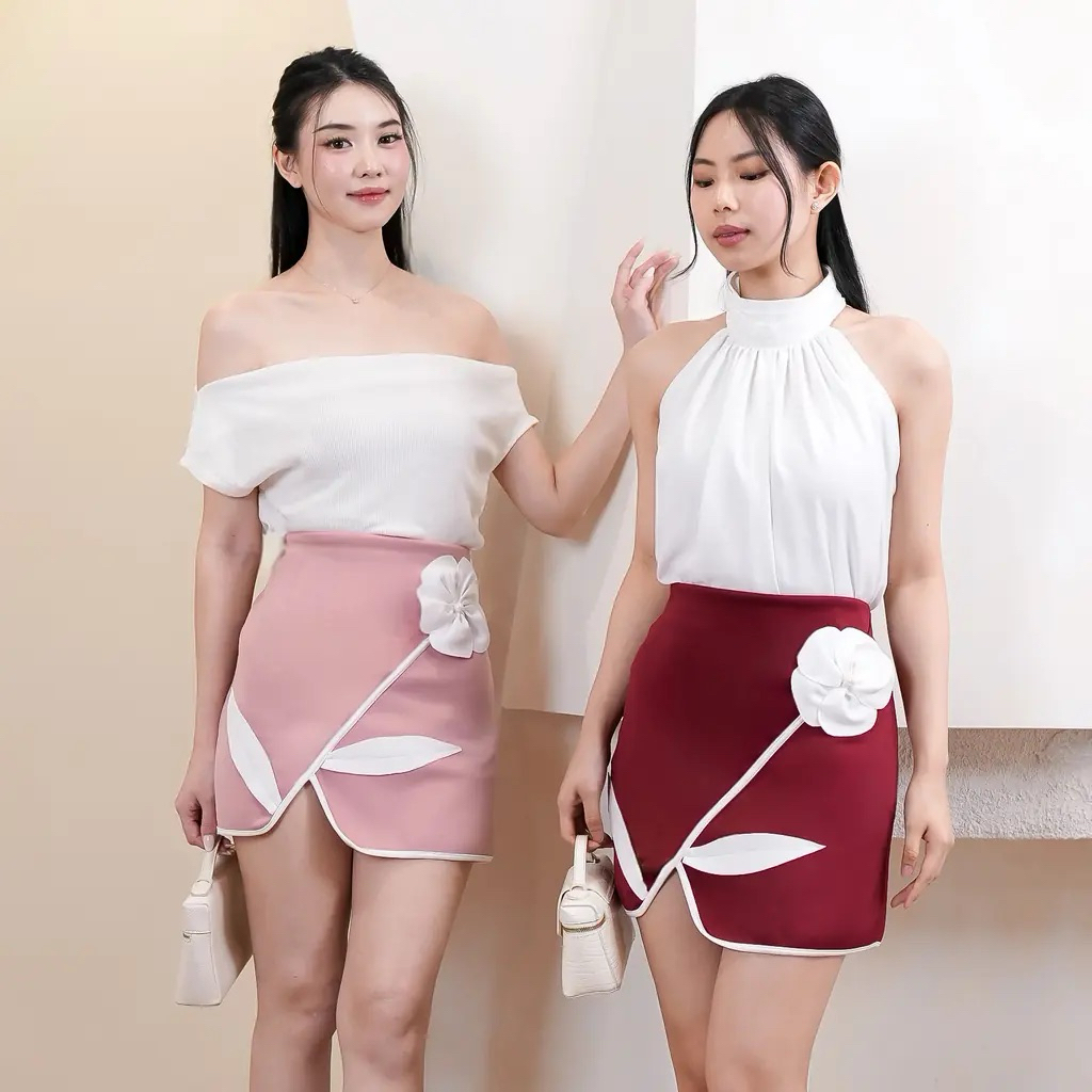 Mini Skirt Floral - Mini Skirt Wanita - Flower mini skirt