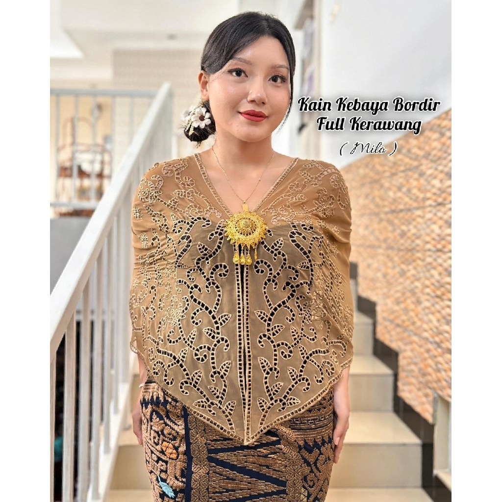 KAIN KEBAYA SUTRA CREPE BORDIR MOTIF kerawang // KEBAYA SIFON BALI