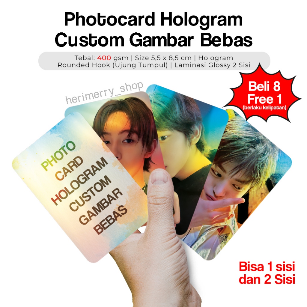 Photocard Hologram Custom Gambar Bebas - Photo card Foto Costum