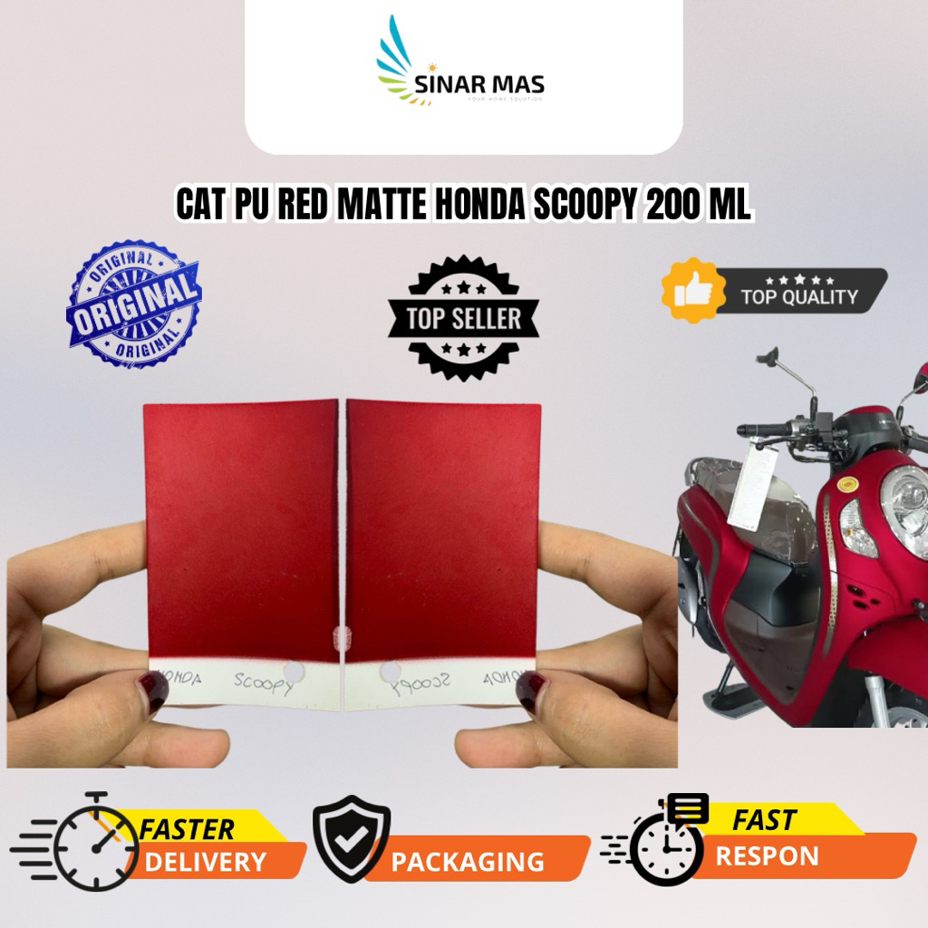 Cat PU Red Matte Honda Scoopy / Scoopy Red Doff cat Sepeda motor Cat Polyurethane cat Asli cat Ori c