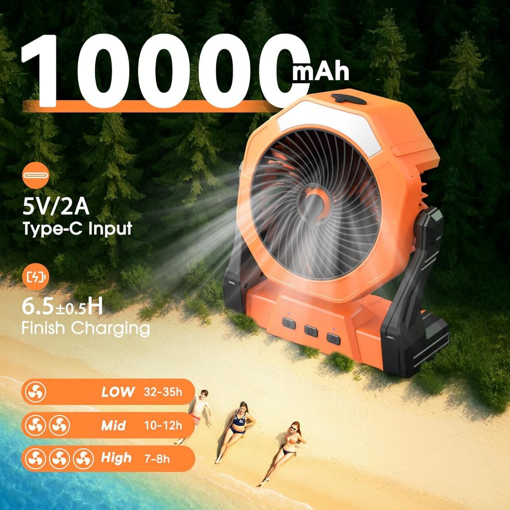 4in1 Kipas Angin Portable Batterai 10000 mAh Dengan Powerbank/Blower/Timer Dan Lampu LED