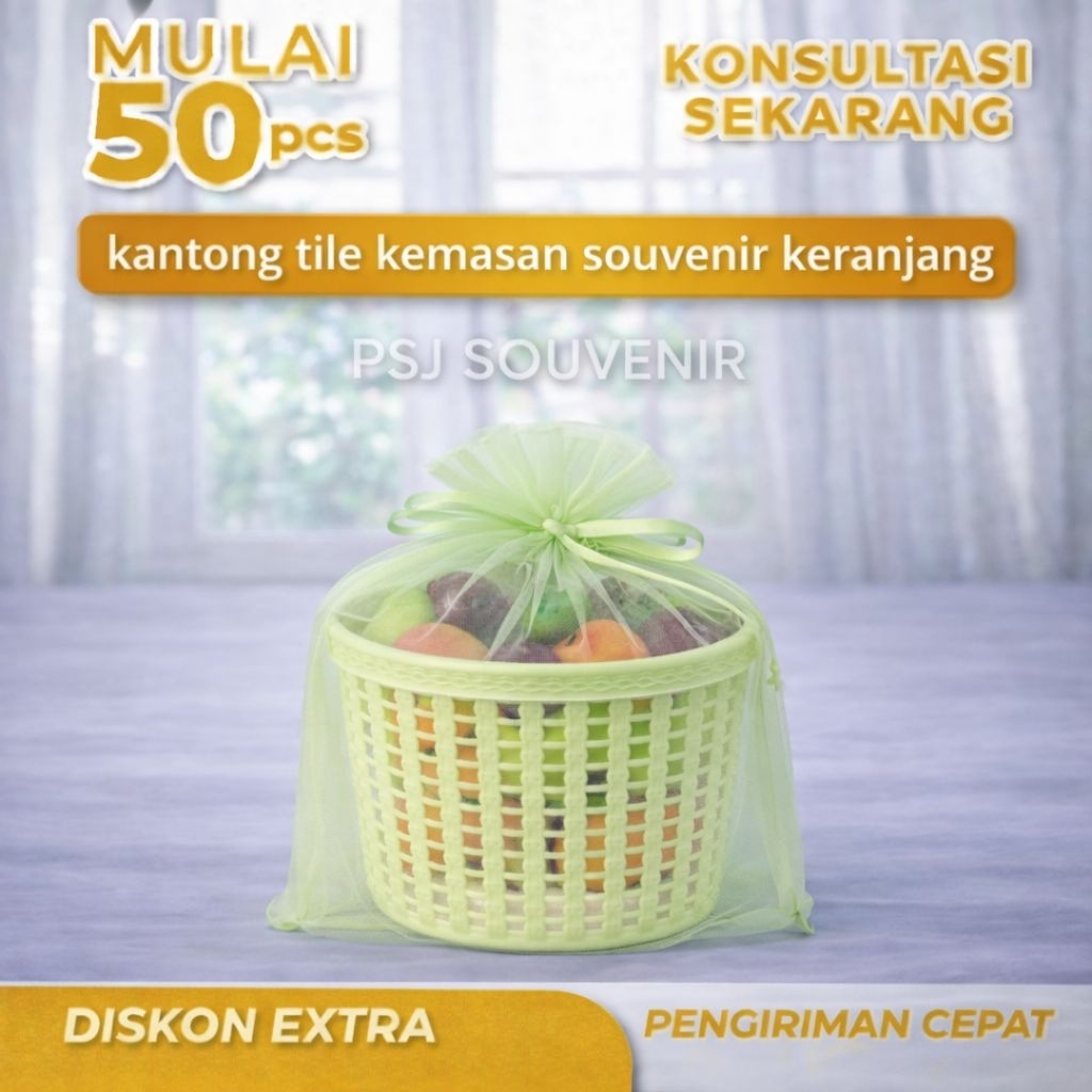 Kantong Tile Serut Ukuran 30 x 30 Cm Kantong Kemasan Souvenir Keranjang Size 18 x 13 cm