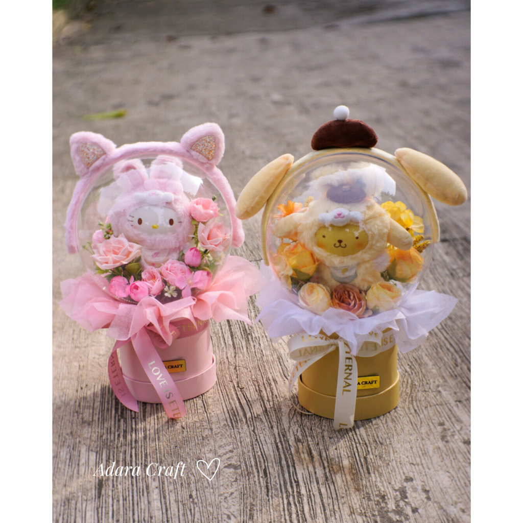 Buket Hadiah Valentine Balon akrilik boneka dalam balon bloombox