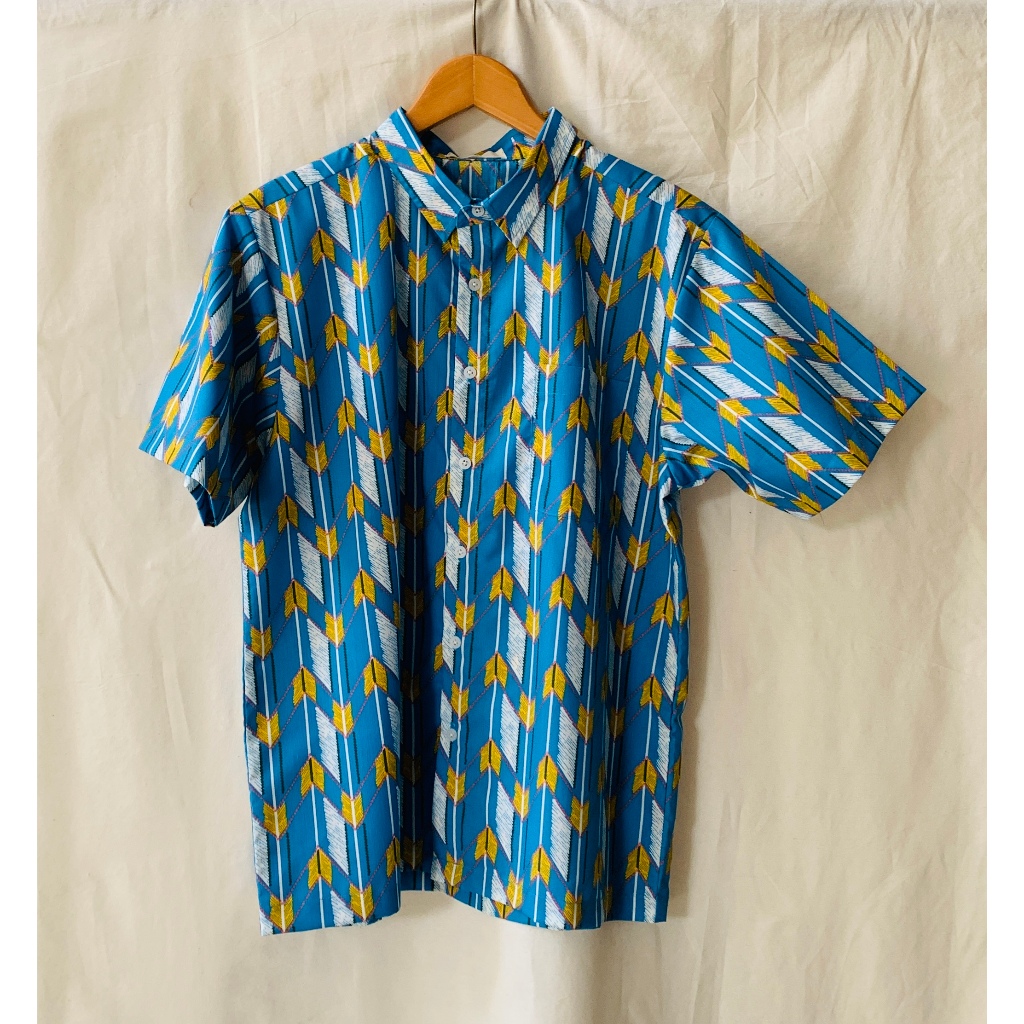 Kemeja Bijaksana - LENGAN PENDEK PRIA POLOS BATIK KANTOR KERJA KERAH MOTIF Arrow Stripe (C)