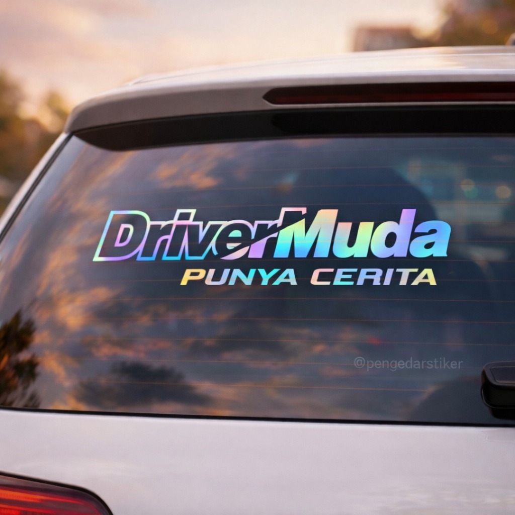 Driver Muda Punya Cerita – Stiker Mobil Belakang Keren Racing Style