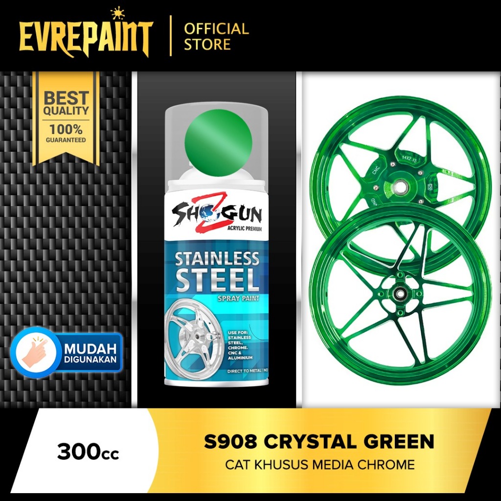 Pilok Shogun Z Cat Semprot Motor Cat Stainless Steel Crystal Green Hijau 300 CC Motor Velg CNC