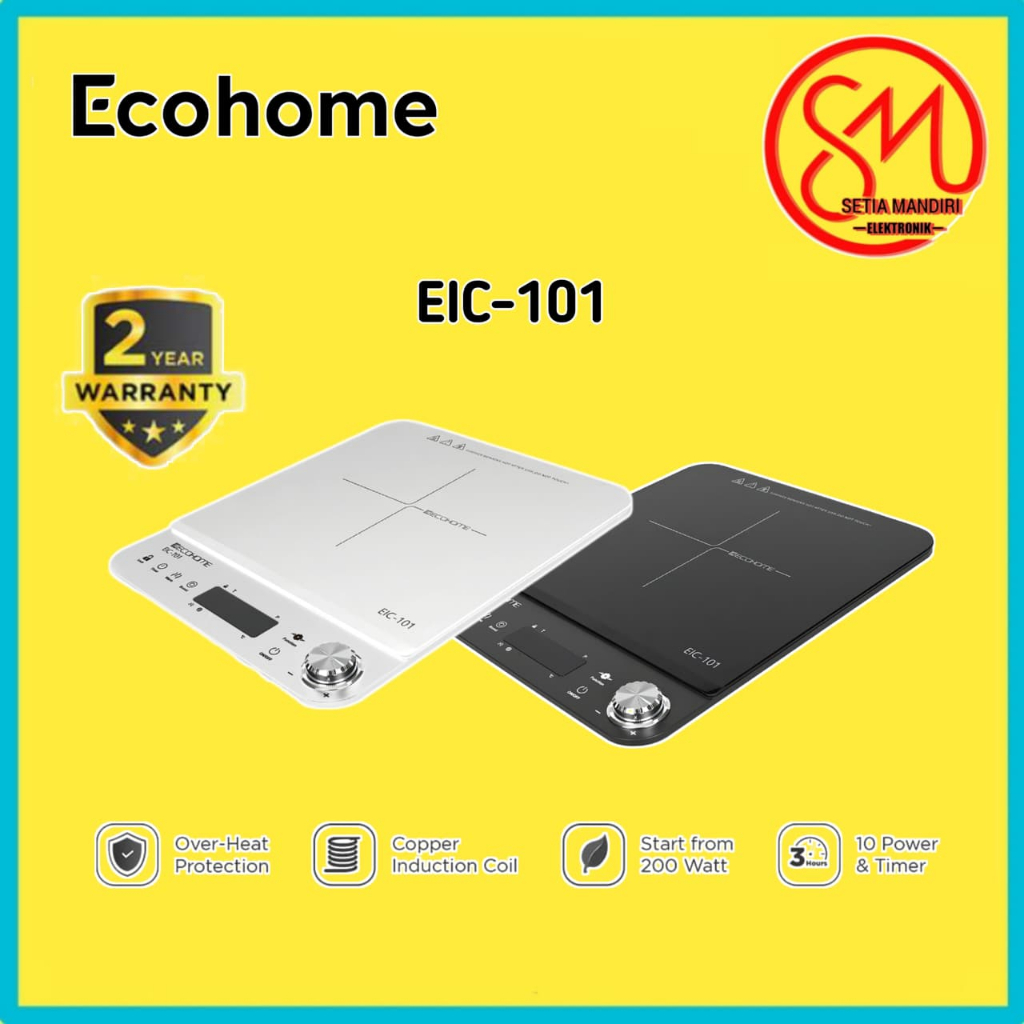 ECOHOME Induction Cooker EIC101 Kompor Induksi Low Watt with Durable Crystal Glass Screen