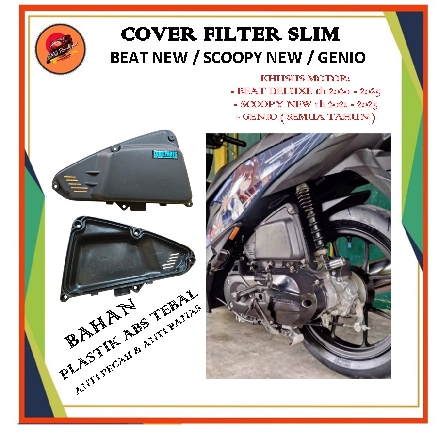 COVER FILTER BEAT  NEW, TUTUP FILTER BEAT NEW SLIM DELUXE STREET 2020-2026/SCOOPY 2021-2026/GENIO MO