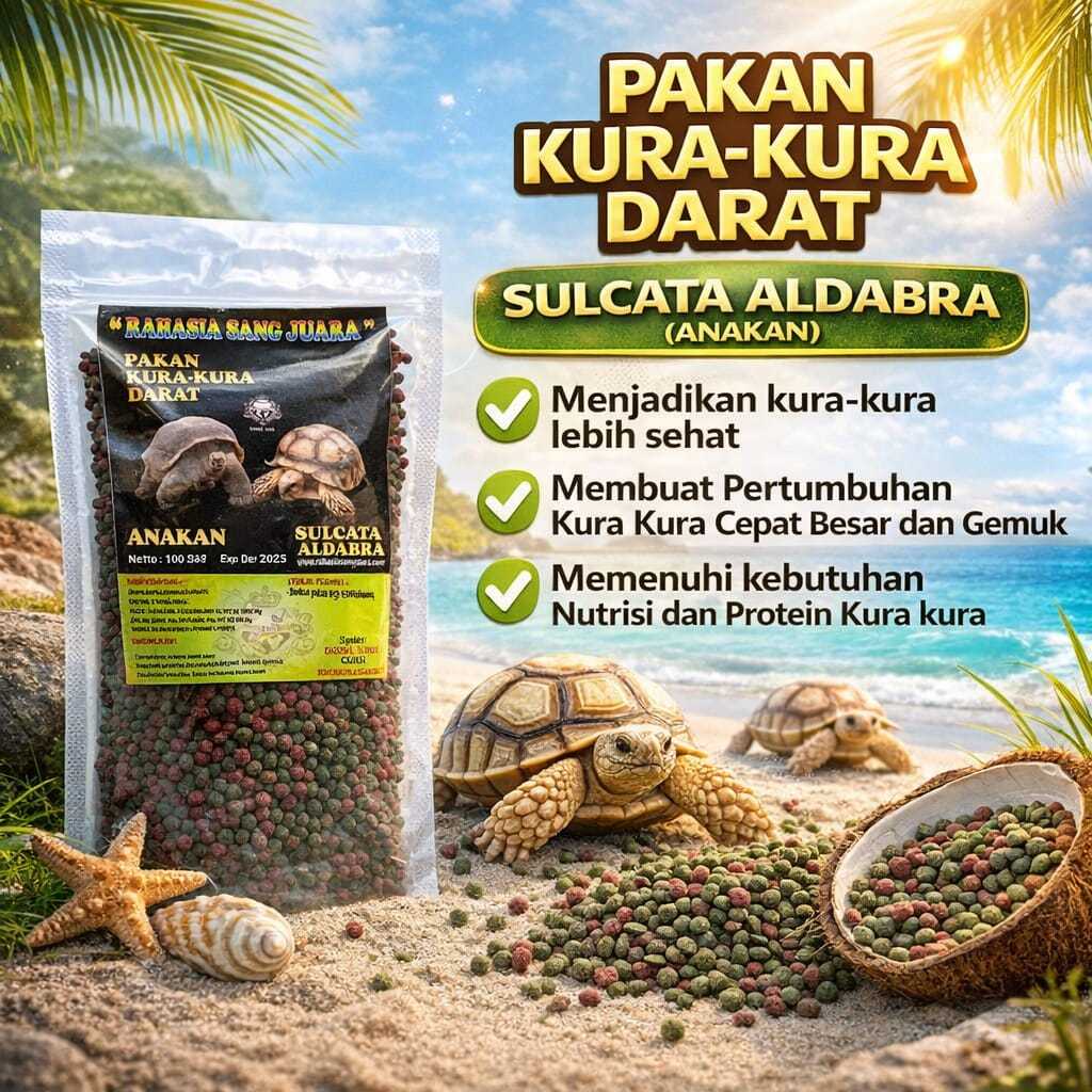Pakan Kura Kura Darat Sulcata Aldabra Anakan 100gr