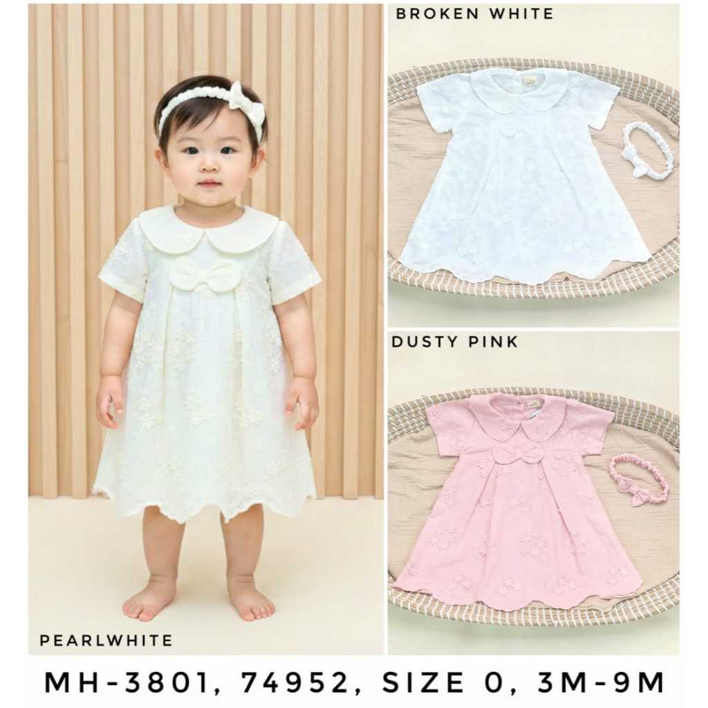Rok Dress Bayi 0-3 Bulan Putih / Baju Bayi Perempuan Bahan Katun