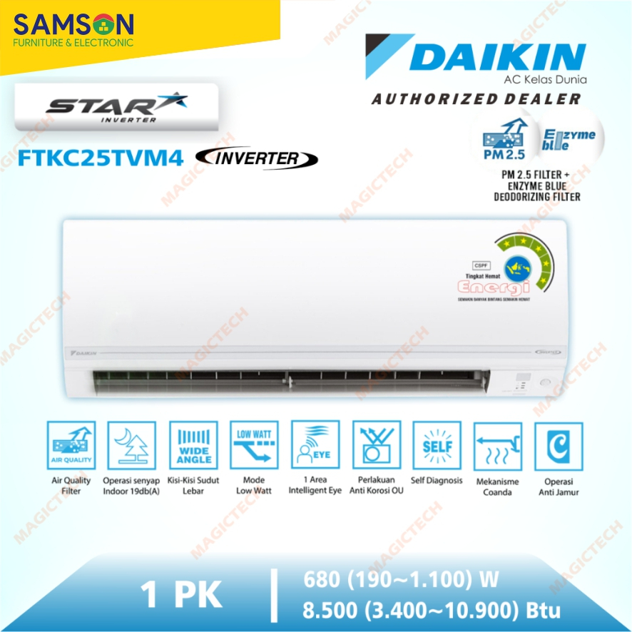 AC DAIKIN 1 PK STAR INVERTER FTKC25TVM4 THAILAND R32 FTKC25 / FTKC25TV