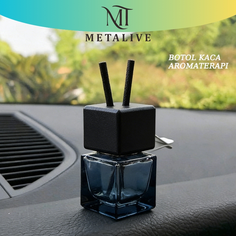 METALIVE Gradasi Hitam Parfum Mobil Clip Ventilasi AC Botol Kaca Kosong Aromaterapi Hiasan Outlet Mo