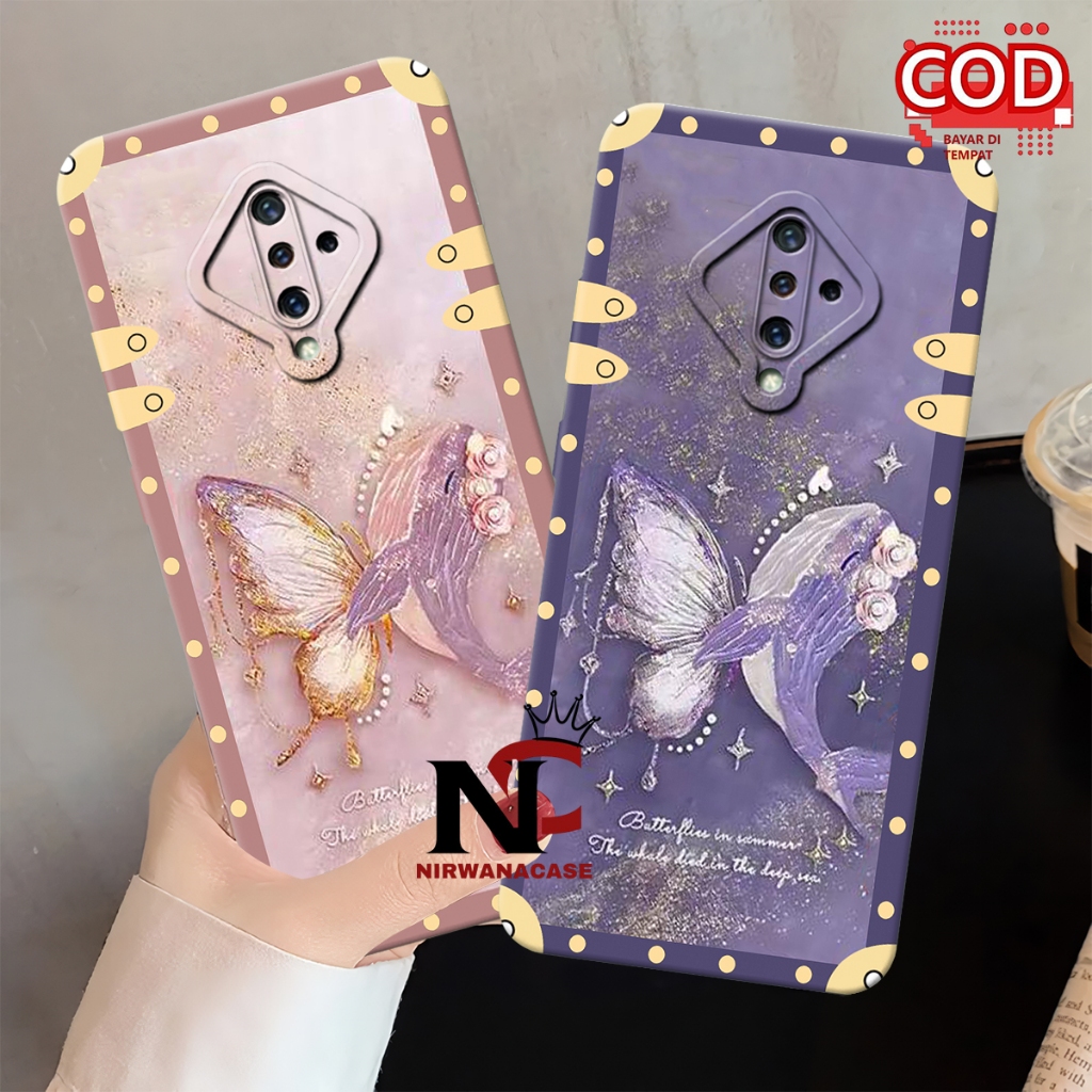 Cassing Hp Vivo S1 Pro - Case Vivo S1 Pro Motif Kupu - Kupu Bingkai Fashion Case Lucu Pro Camera Len
