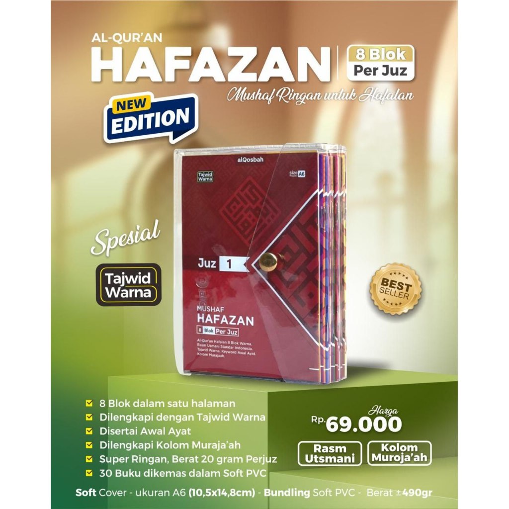 Al Quran Hafalan Tajwid Warna Hafazan Per Juz A6 (Juz 1-30) Lengkap By Al Qosbah Original