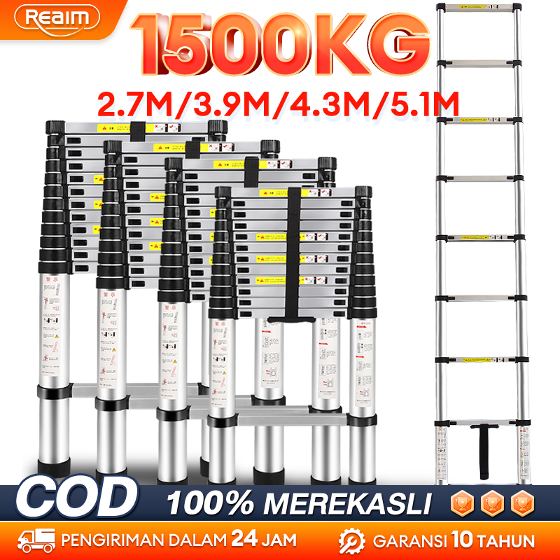 TERLARIS Tangga Teleskopik Aluminium Portabel Tangga Lipat 6 Meter Multifungsi Telescopic Ladder