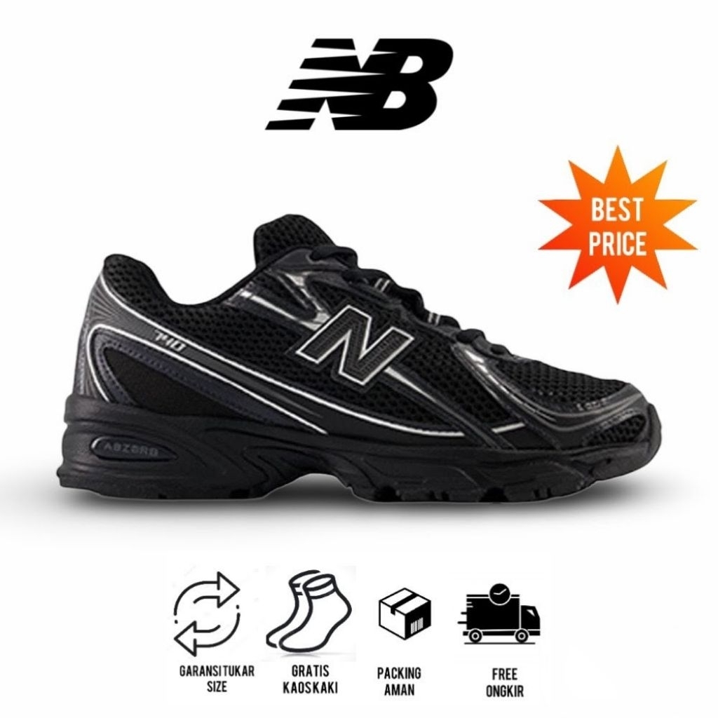 Sepatu Sneakers Running NB 740 Men - Black