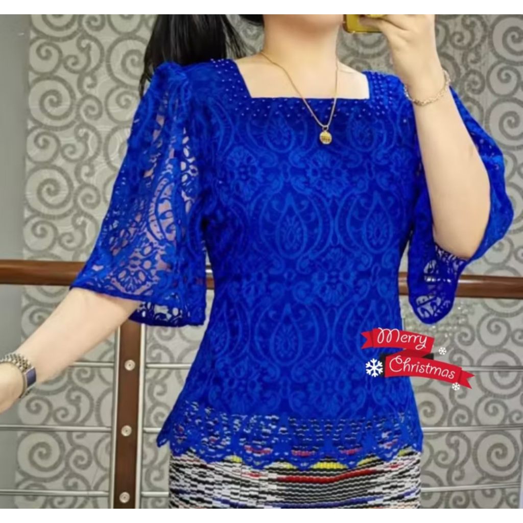 Baju Blouse Brokat Maira Baju Wanita/ Atasan Wanita Natalan/Kondangan Mix Payet