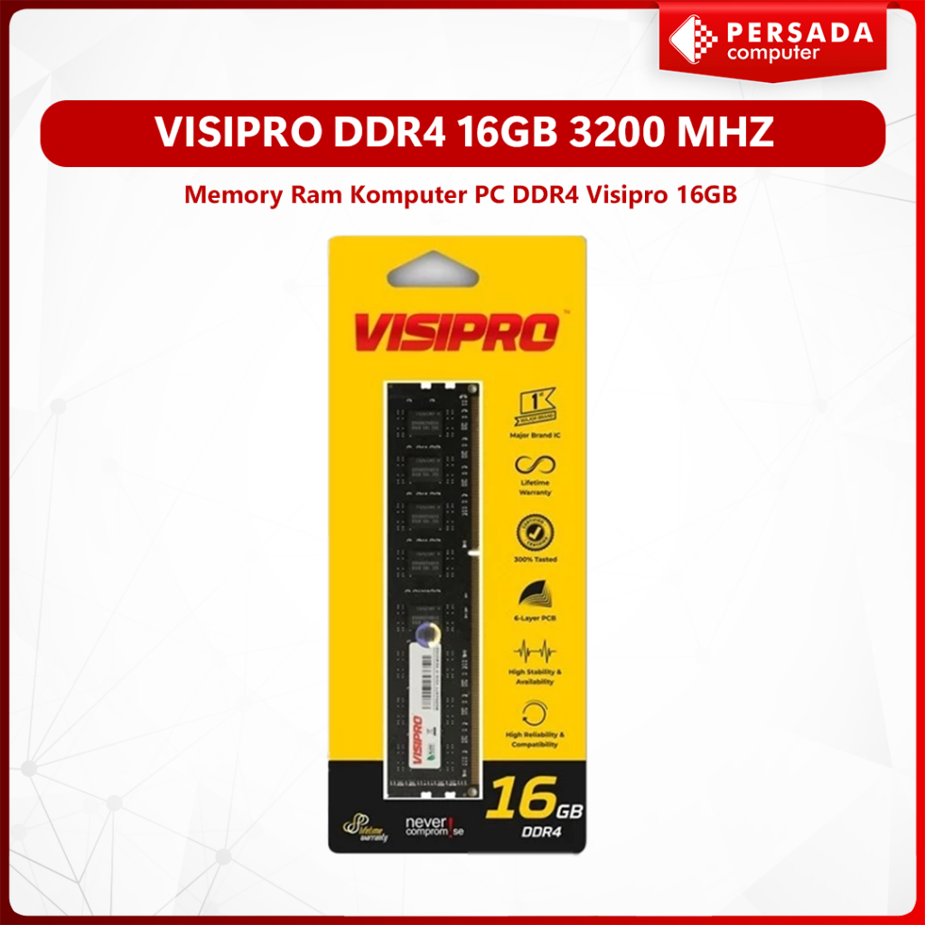 Visipro DDR4 16GB 3200 Mhz Memory Ram Komputer PC DDR4 Visipro 16GB