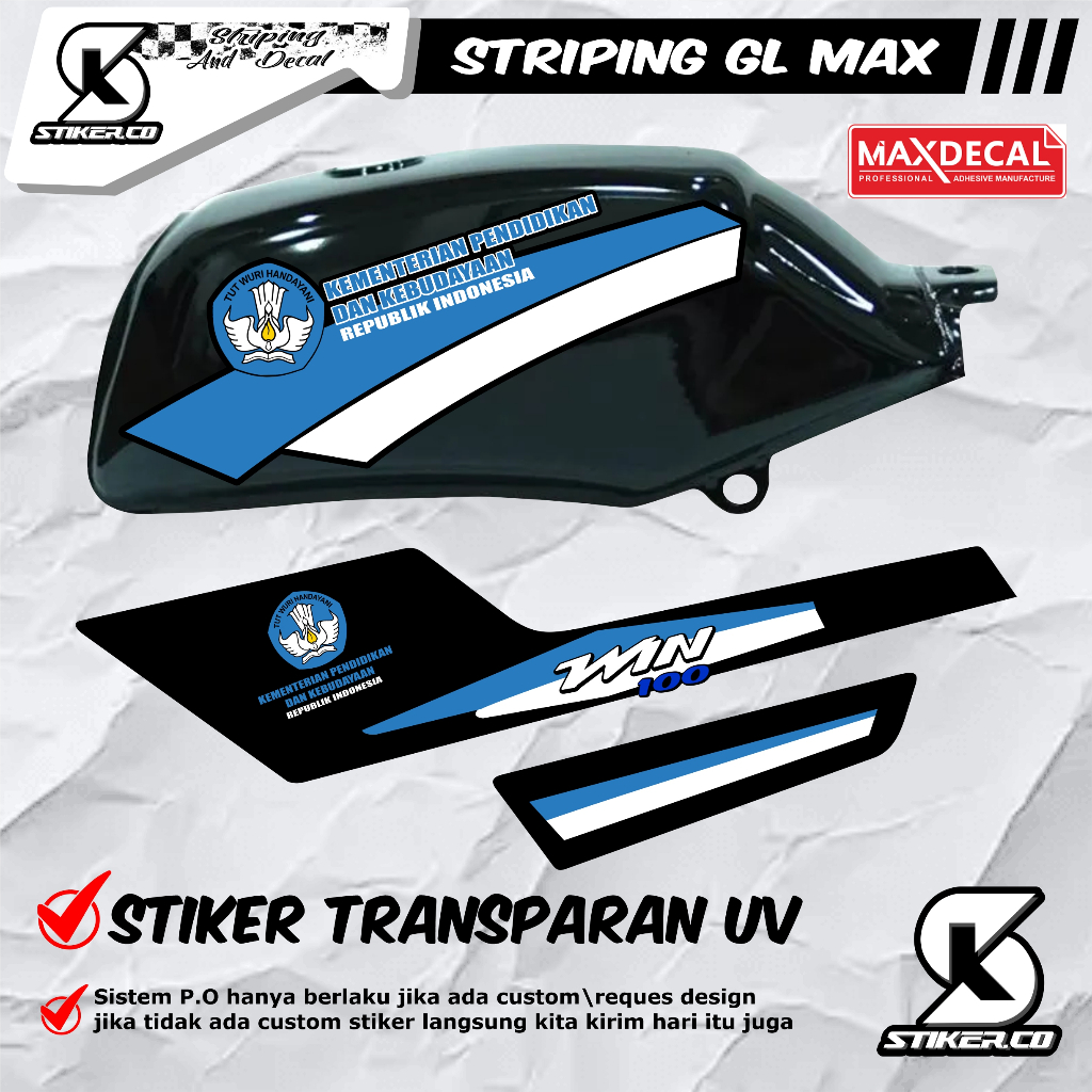 STRIPING MOTOR HONDA WIN 100 DESAIN UV TRANSPARAN MODEL DINAS/striping custom transparan win 100