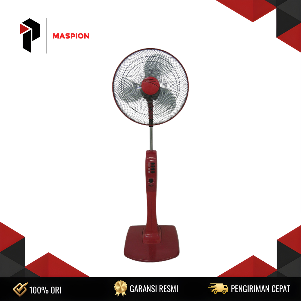 Maspion Stand Fan F-408ST (Strong Airflow, Quiet Operation) 55W 16 Inch 3 Speed Oscillation Adjustab