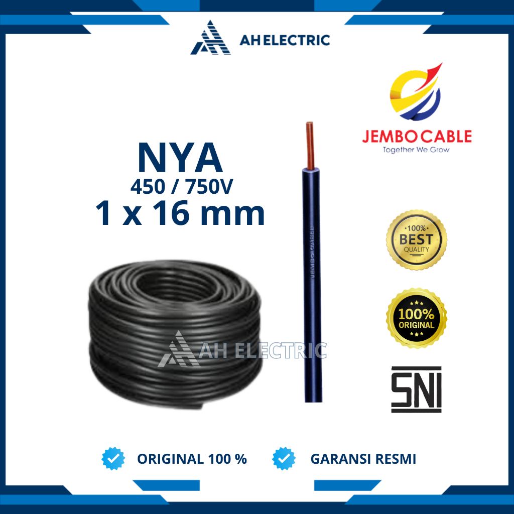 Jembo Kabel Tunggal NYA 16 mm 1x16 mm / 1 x 16 mm | 1 Roll 25 Meter / 50 Meter / 100 Meter