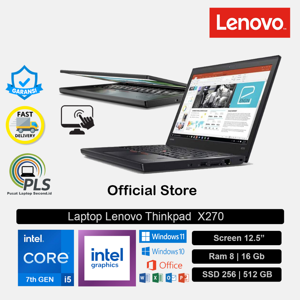 Laptop Lenovo Thinkpad X270 TouchScreen 12.5" | Intel i5-7th | Ram 8 / 16GB | SSD 256 / 512GB  | Pel