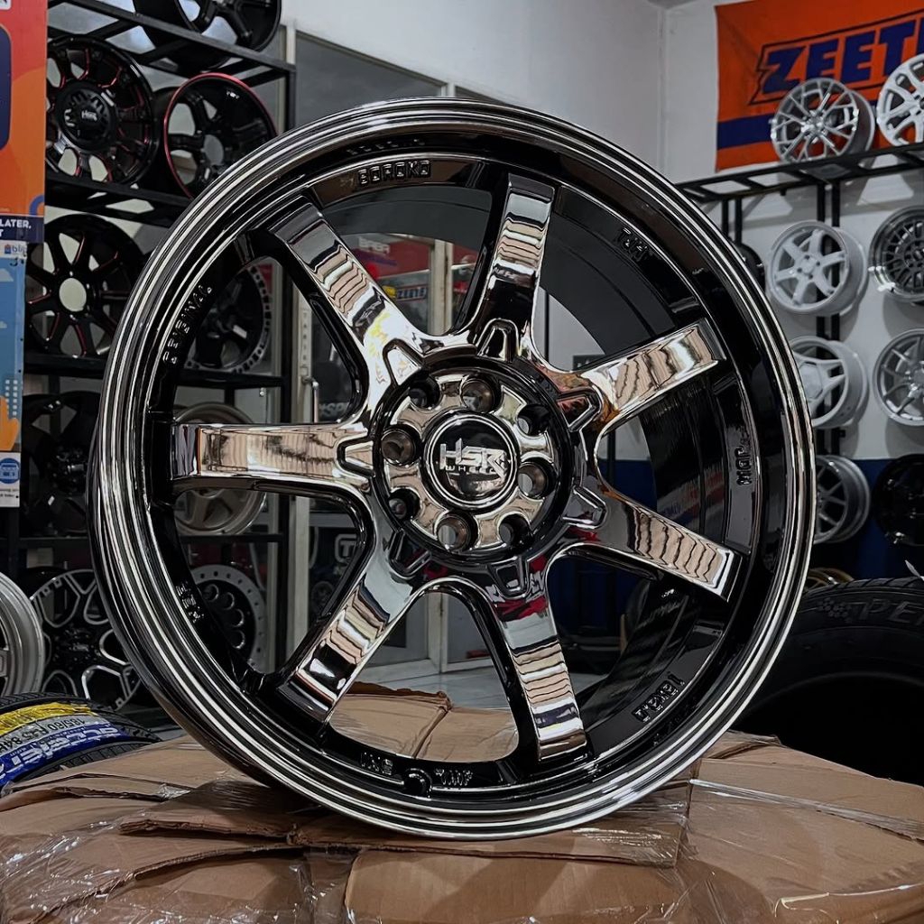 Paketan Velg R17 Black Chrome Pcd 4x100 + 215 45 R17 Ban Bs