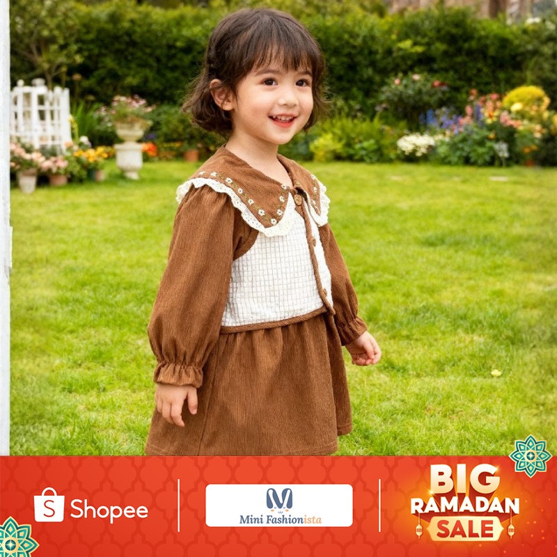 dress anak perempuan baju anak perempuan gaun anak perempuan smocked dress anak Baju Motif Bunga imp
