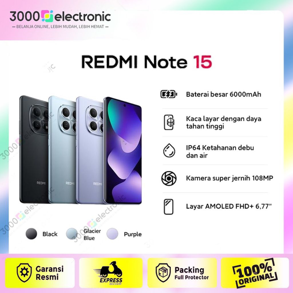 Xiaomi Redmi Note 15 4G [Ram 8/128 GB & 8/256 GB] Mediatek Helio G100-Ultra | AMOLED | Camera 108 MP