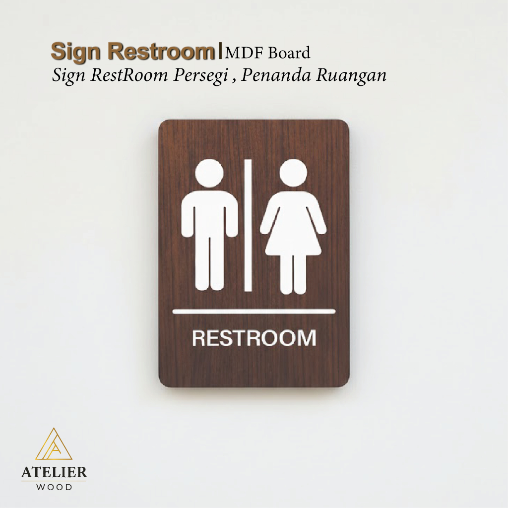 Sign Restroom Kayu MDF Premium | Papan Penanda Restroom